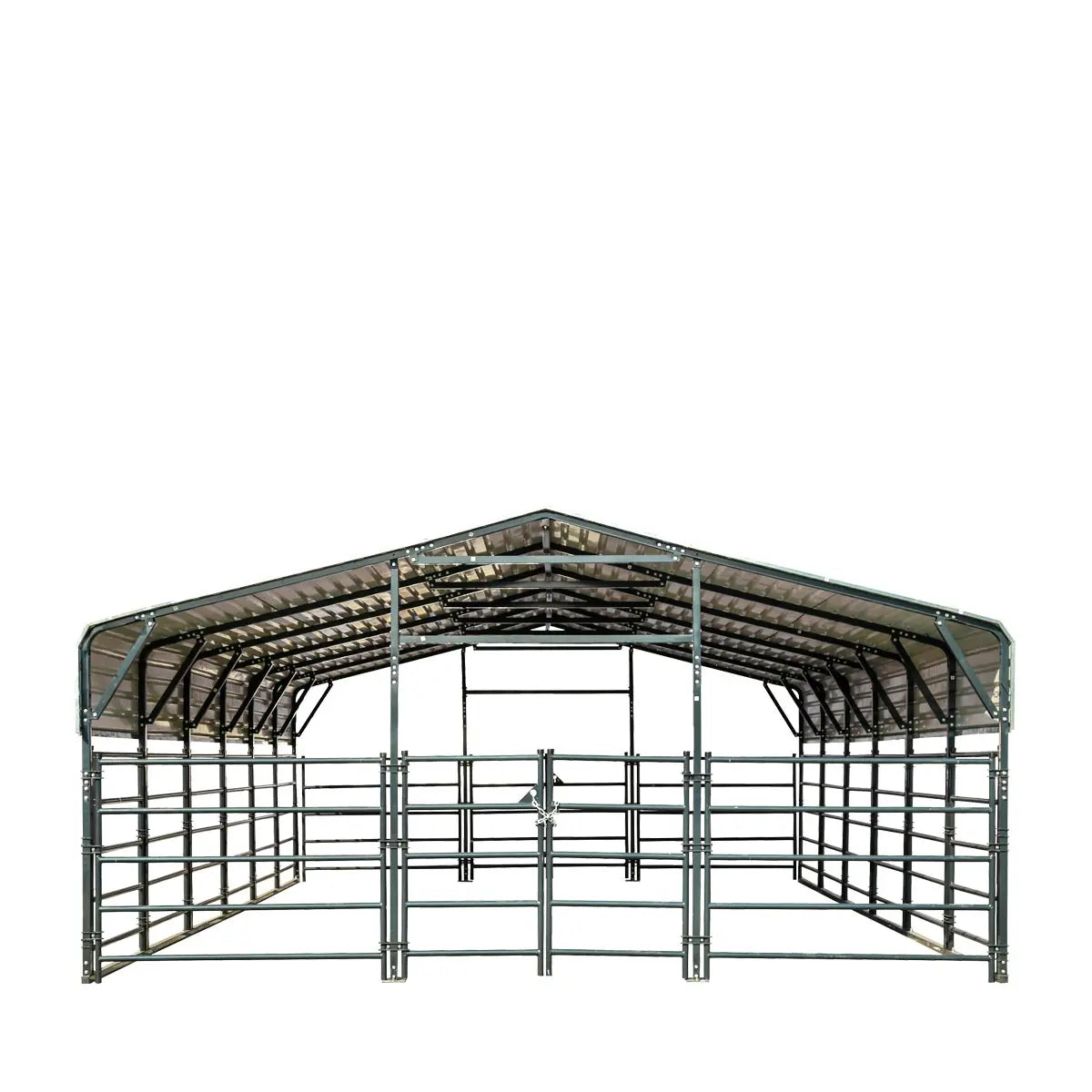 20' x 30' Livestock Corral Panel Metal Shed, 7' Sidewall Height, 5' Corral Panel Height, 600 Sq-Ft, 27 GA Corrugated Panels, TMG-MS2030LC