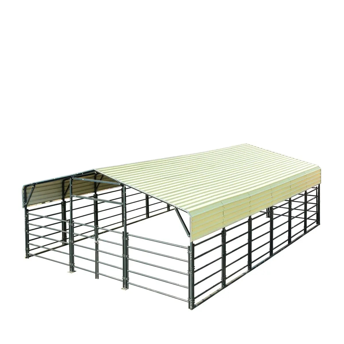 20' x 30' Livestock Corral Panel Metal Shed, 7' Sidewall Height, 5' Corral Panel Height, 600 Sq-Ft, 27 GA Corrugated Panels, TMG-MS2030LC