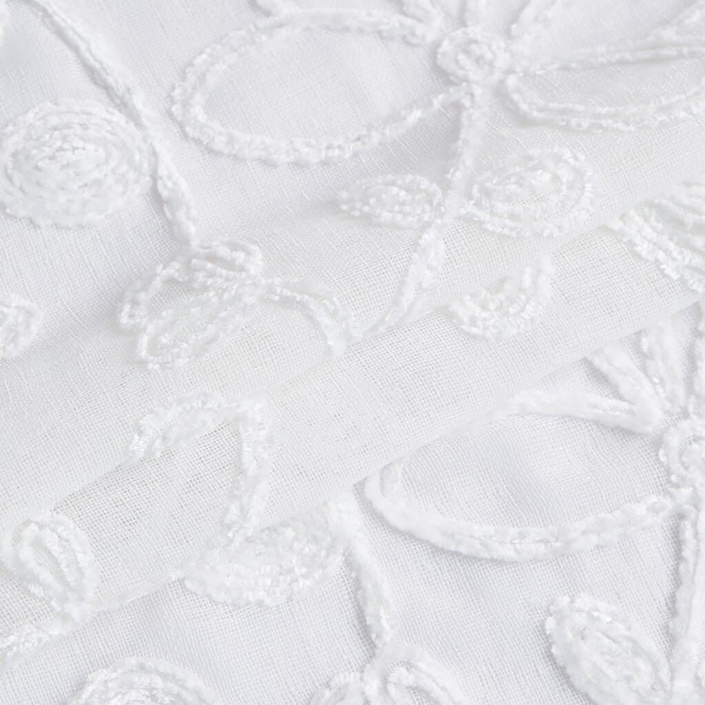 Set of Two 96" White Floral Embroidered Window Panels