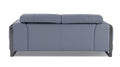 75" Light Blue And Black Italian Leather Loveseat