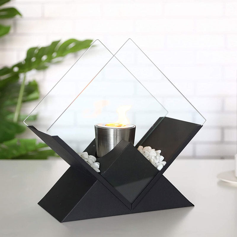 14.5 Inch Tall Portable Tabletop Fireplace | Elevated Bio-Ethanol Fire Bowl for Indoor & Outdoor Decor | Ventless Dancing Flame