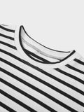 Pleat Seam T-shirt-Black/White Stripe