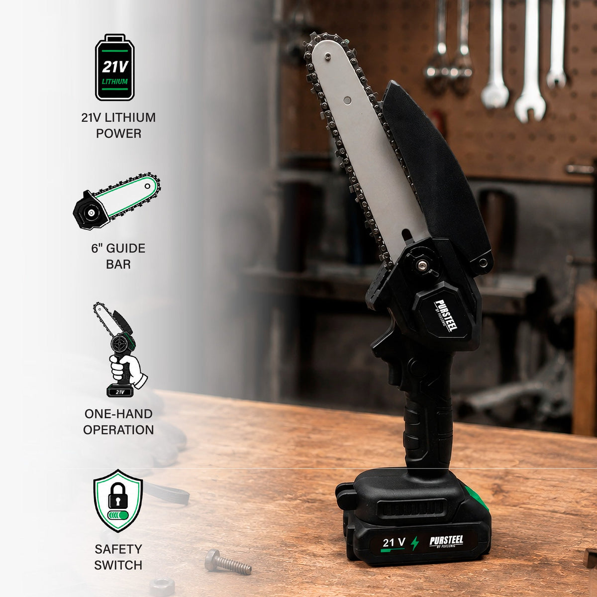 Rechargeable Electric Screwdriver 47-Piece Set & 6-Inch Cordless Mini Chainsaw Bundle