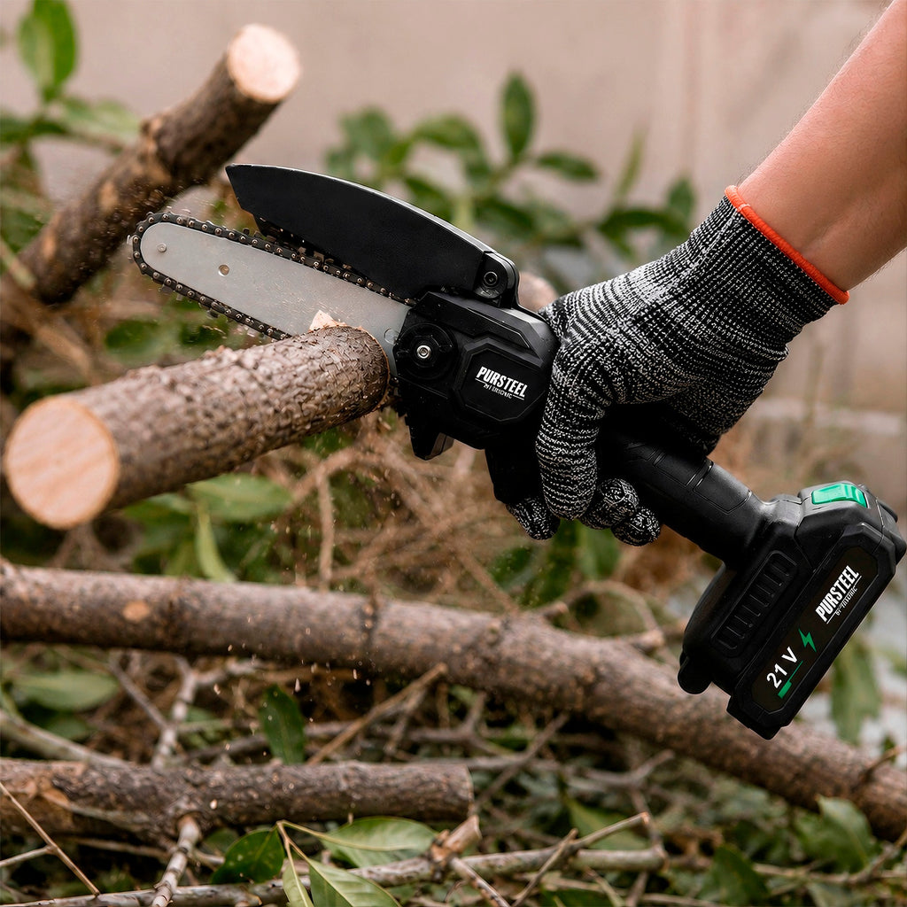 Rechargeable Electric Screwdriver 47-Piece Set & 6-Inch Cordless Mini Chainsaw Bundle