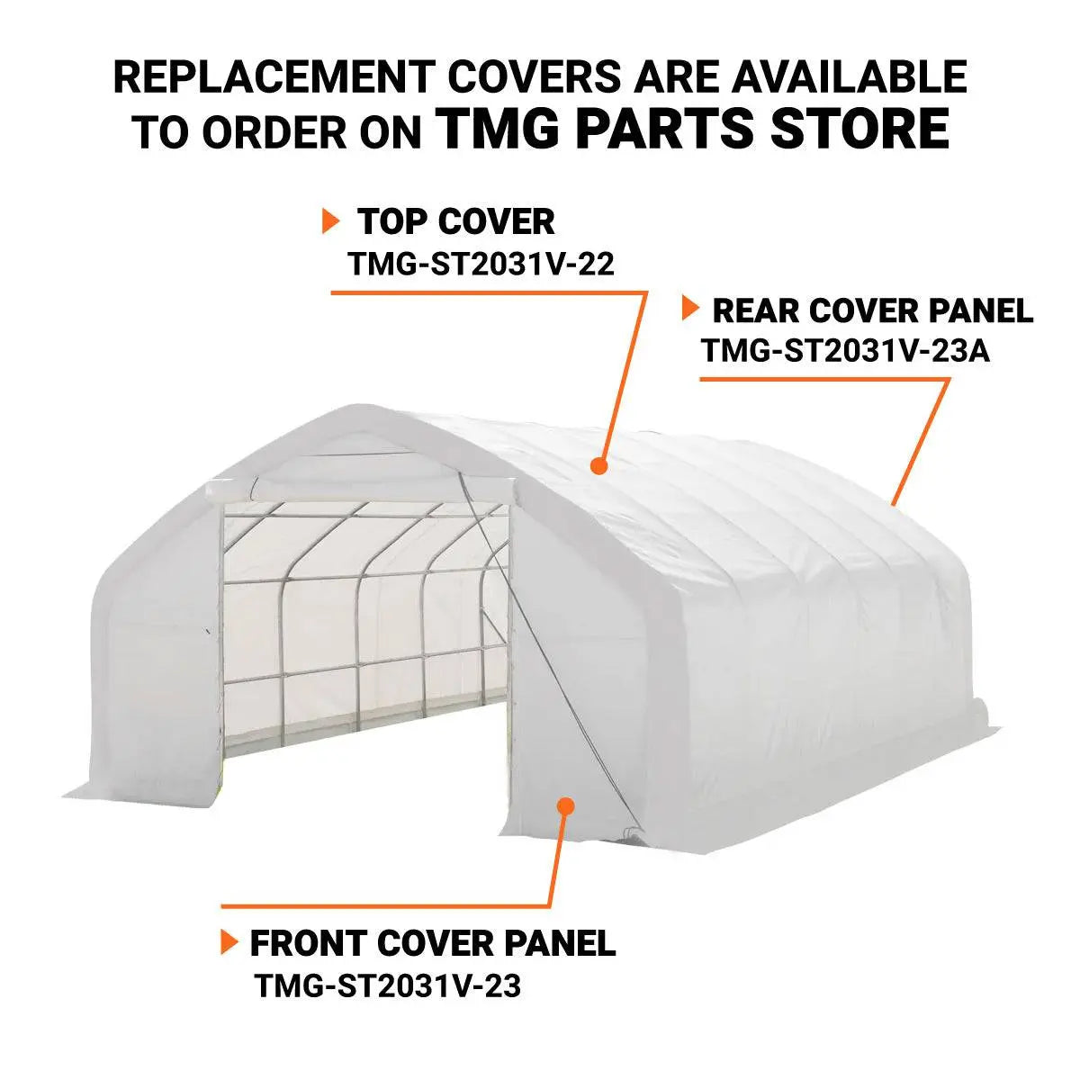 20' x 30' Straight Wall Peak Ceiling Storage Shelter with Heavy Duty 17 oz PVC Cover & Drive Through Door, TMG-ST2031V (Previously ST2030V)