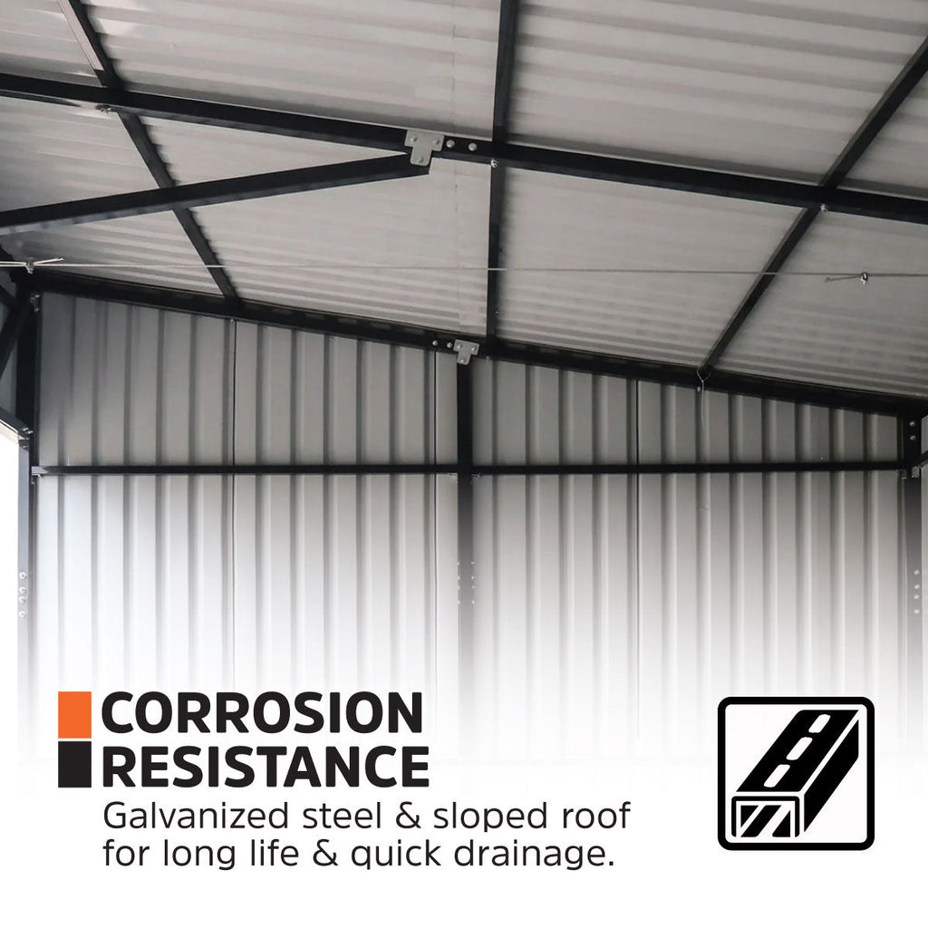 12’ x 27’ Horse Run-In Shed with Portable Skid Mount and Wide Front Opening for Livestock Shelter, Bolts & Nuts Assembling TMG-MSK1227