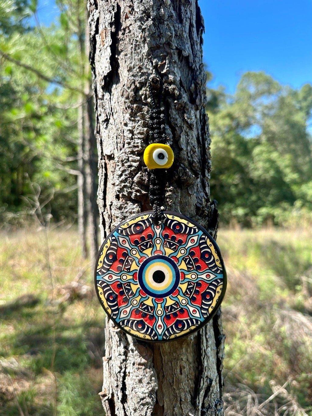 Wall Hanging Ceramic Evil Eye Nazar Boncuk Mal De Ojo, Modern Boho Style Home Decor -- Exotic Mandala