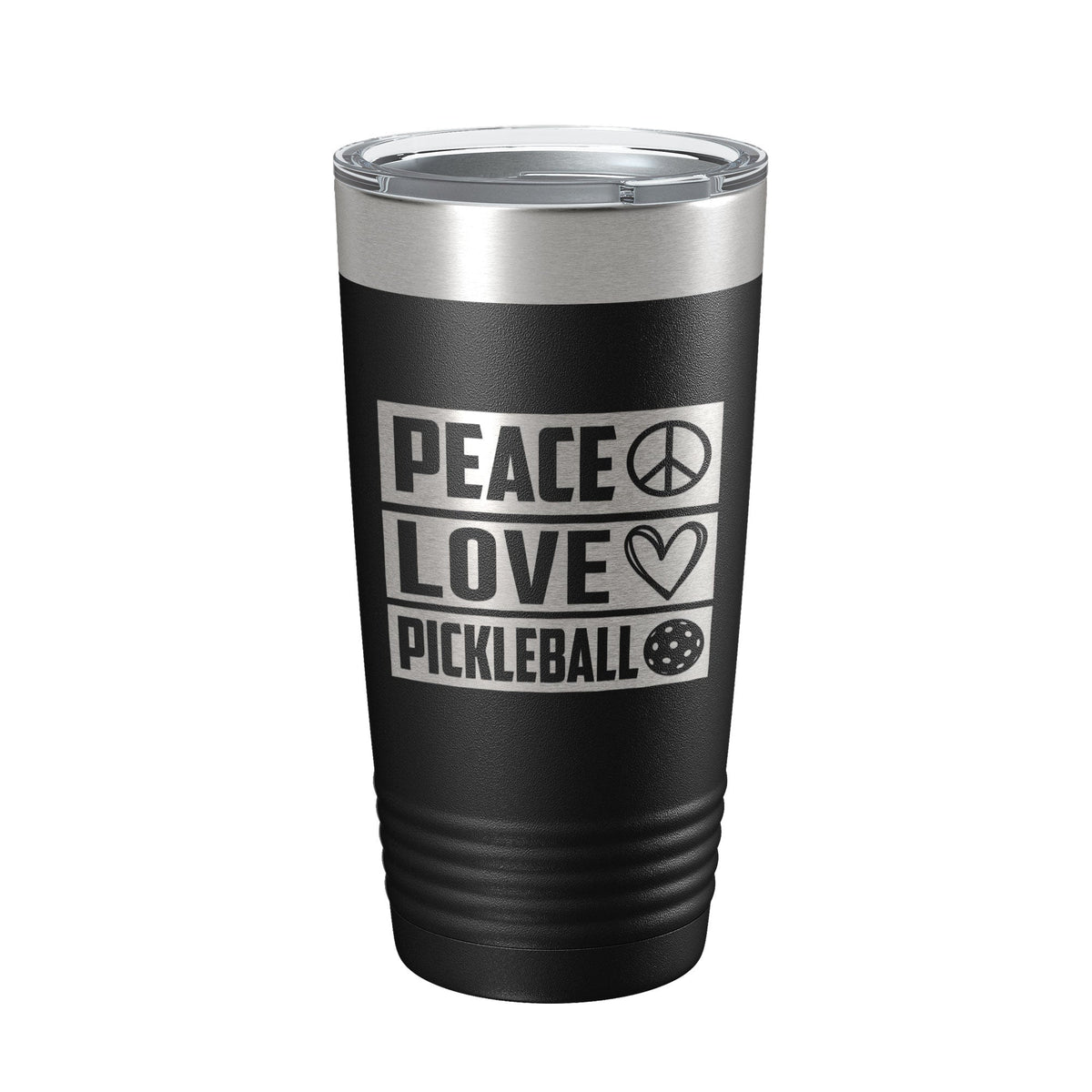 Peace Love Pickleball Tumbler Travel Mug Insulated Laser Engraved Coffee Cup Pickle Ball Gift 20 oz