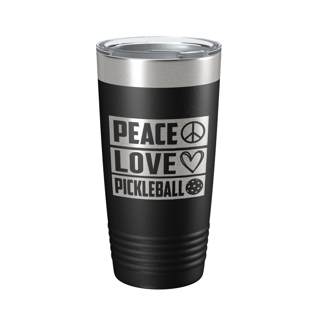 Peace Love Pickleball Tumbler Travel Mug Insulated Laser Engraved Coffee Cup Pickle Ball Gift 20 oz