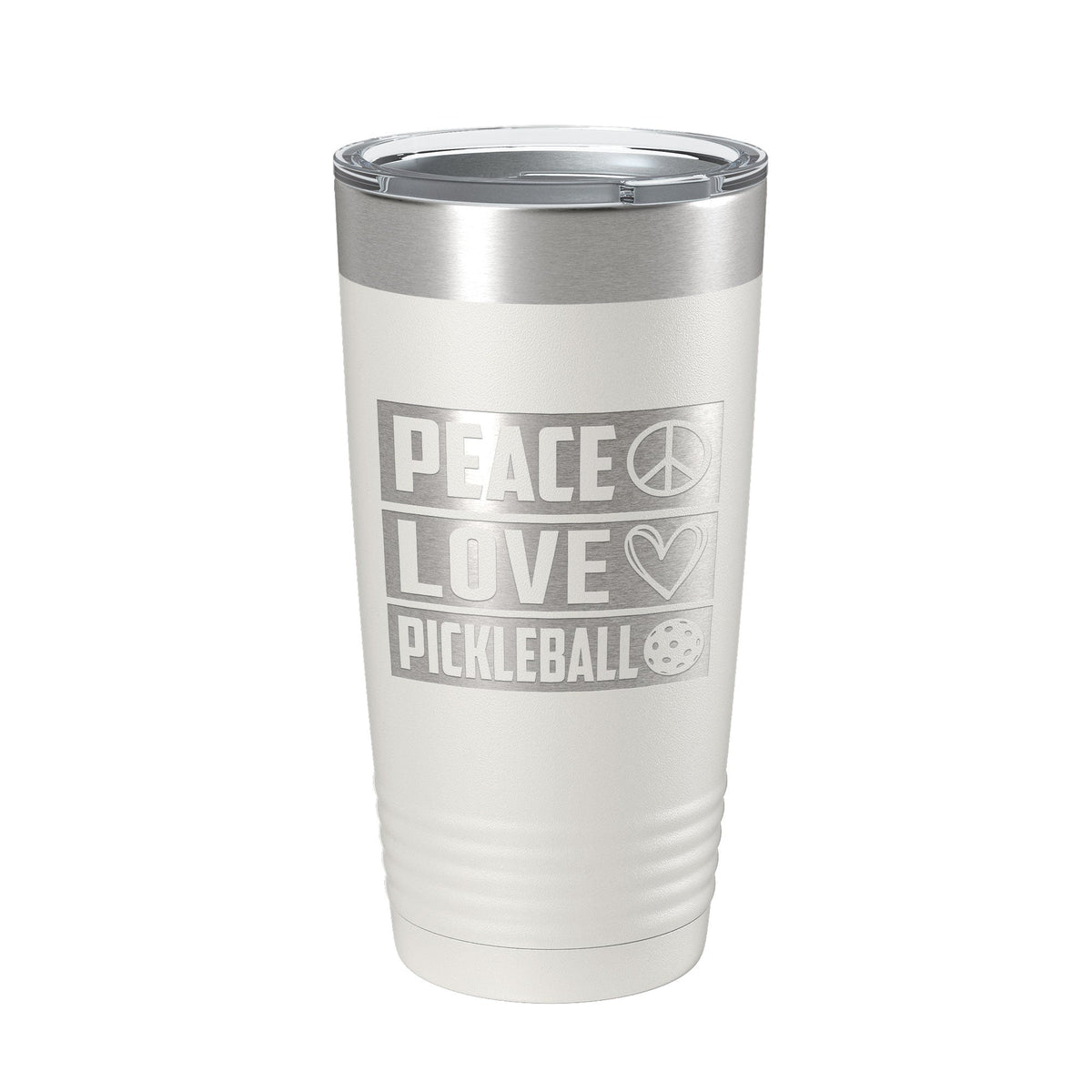 Peace Love Pickleball Tumbler Travel Mug Insulated Laser Engraved Coffee Cup Pickle Ball Gift 20 oz