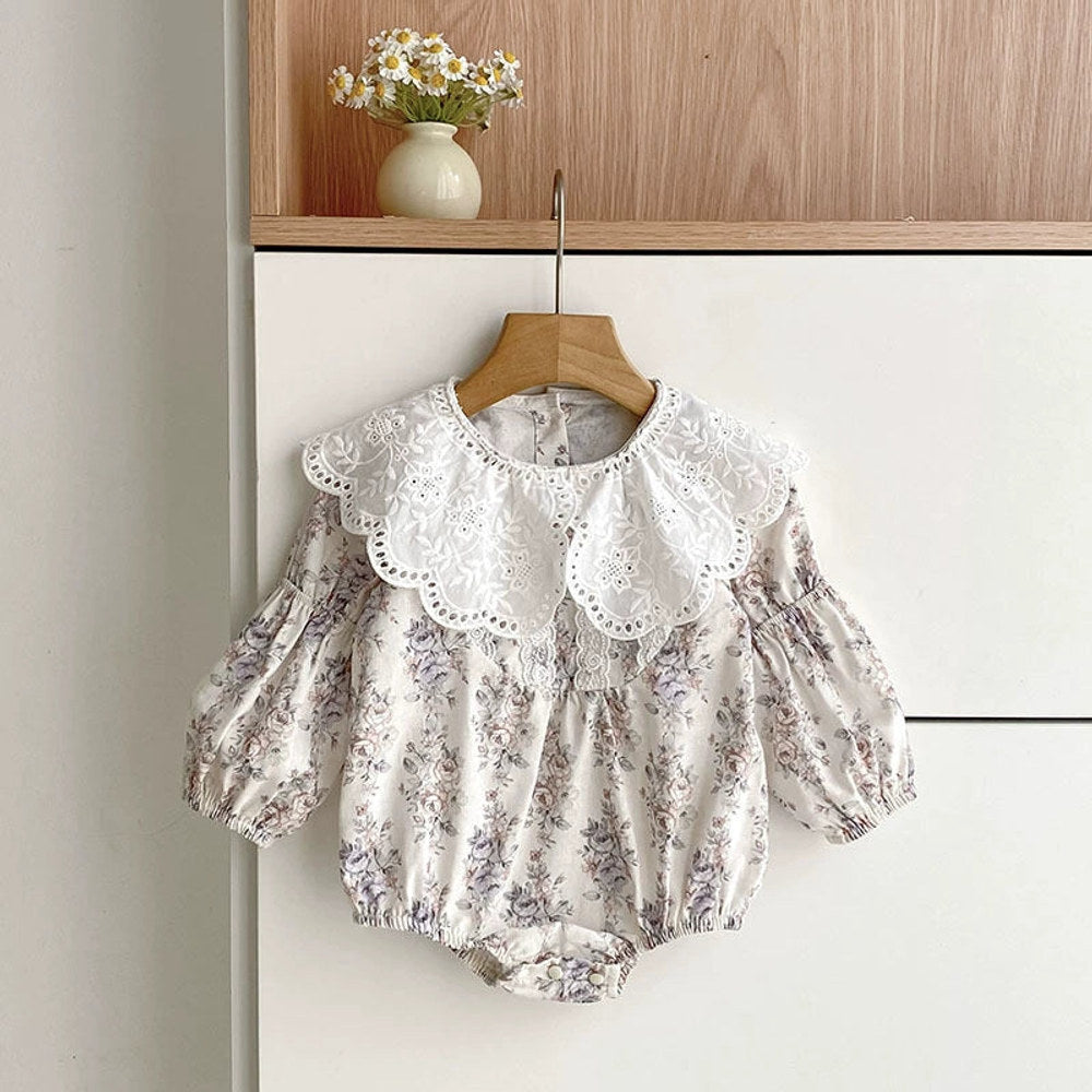 MyKids-USA® Baby Girls Flowers Pattern Long-sleeved bodysuit or Dress – Princess Sister Matching