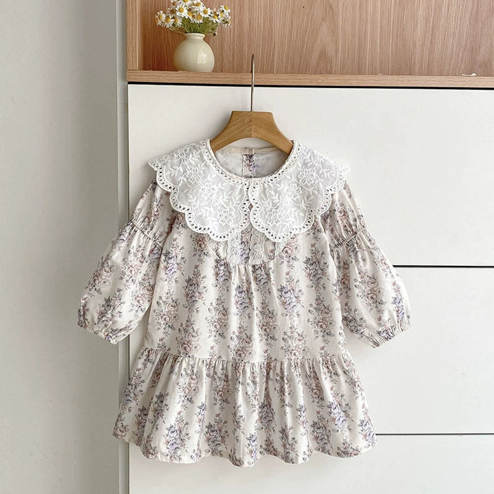 MyKids-USA® Baby Girls Flowers Pattern Long-sleeved bodysuit or Dress – Princess Sister Matching